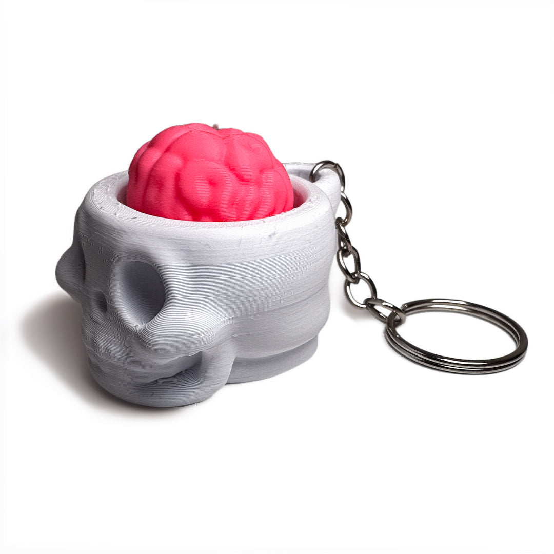 Skull Brain Fidget Clicker Keyring
