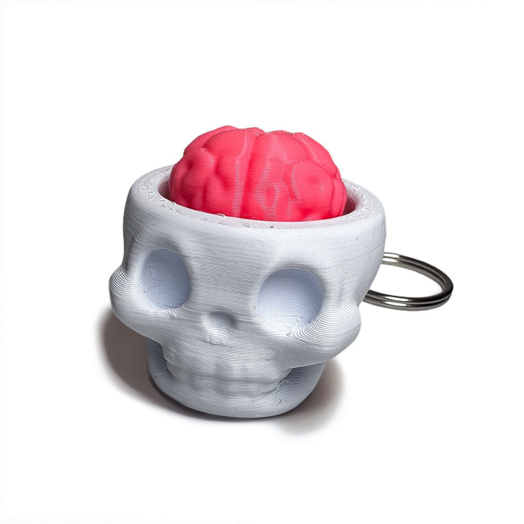 Skull Brain Fidget Clicker Keyring