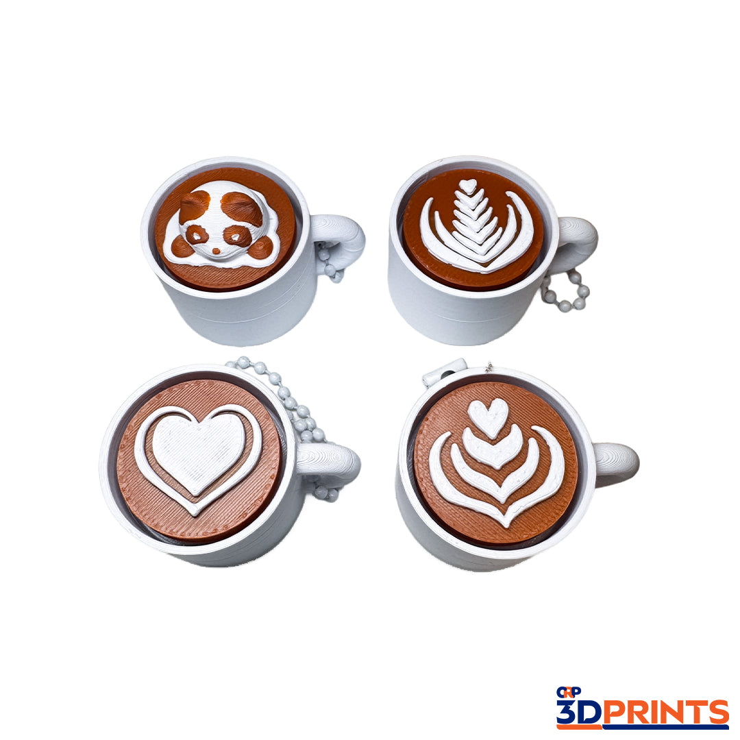 Latte Art Fidget Clicker Keyring